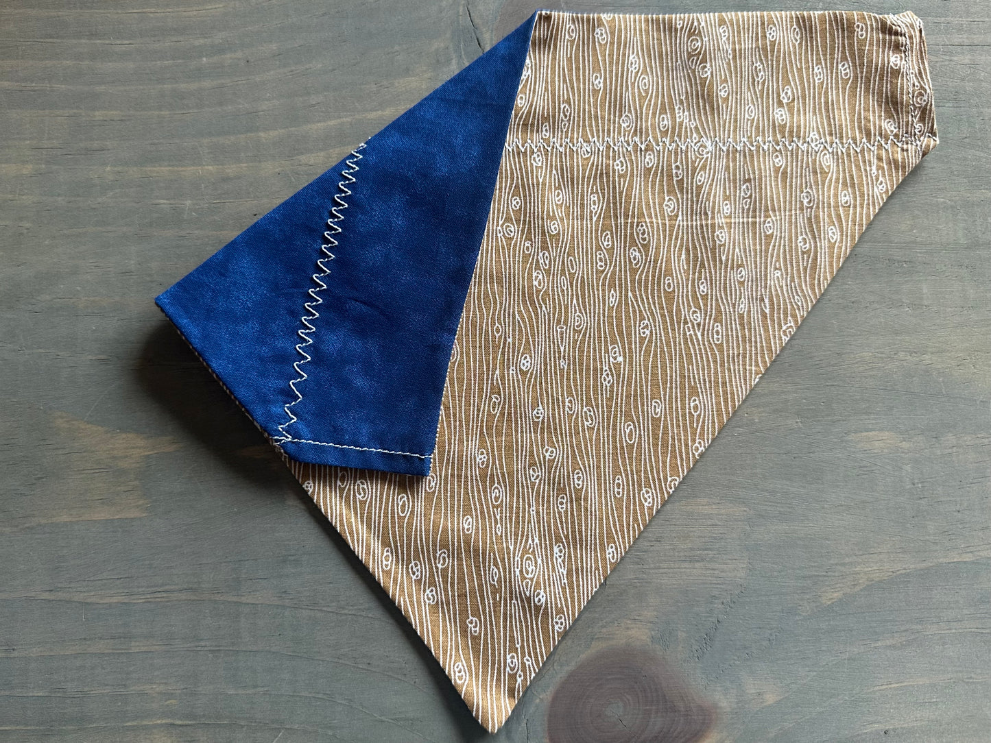 Woodgrain Blues Over the Collar Bandana