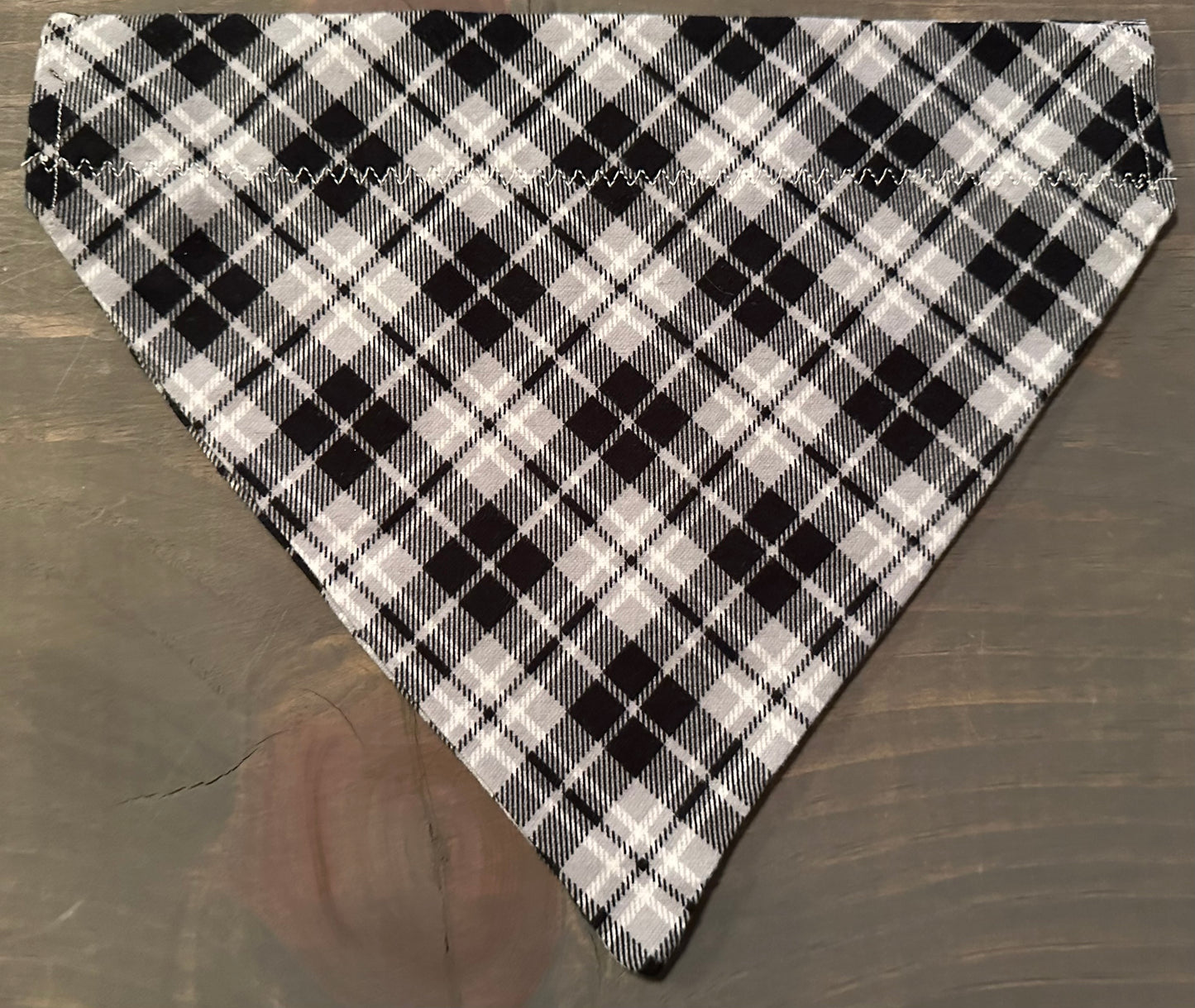 Black & Grey Plaid Flannel Over the Collar Bandana