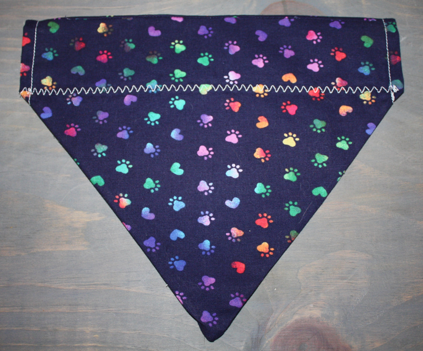 Tie-Dye Hearts and Paws Over the Collar Bandana