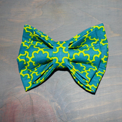 Teal Geometric Floral Bow Tie