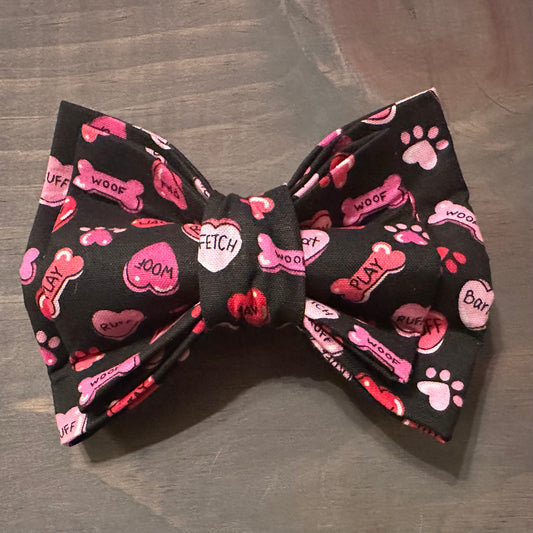 Canine Conversation Candy Hearts Bow Tie