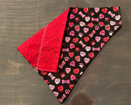 Canine Conversation Candy Hearts Over the Collar Bandana