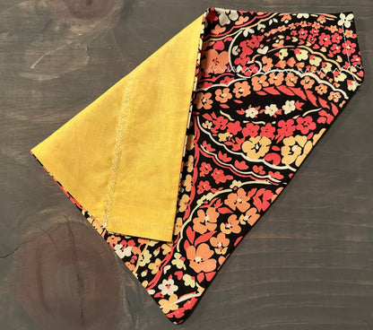 Tangerine Floral Paisley Over the Collar Bandana