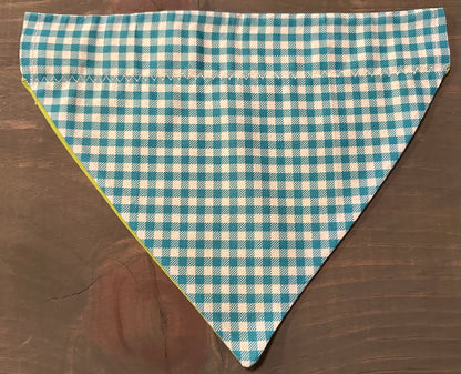 Teal Checks with Lime Over the Collar Bandana