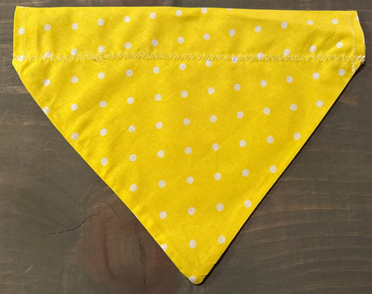 Itty Bittty, Teeny Weeny, Yellow Polkadot Over the Collar Bandana