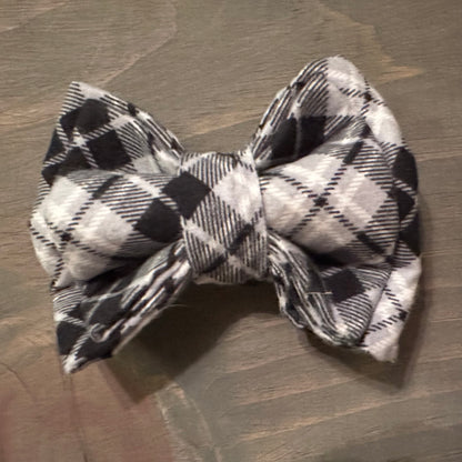 Black & Grey Plaid Flannel Bow Tie