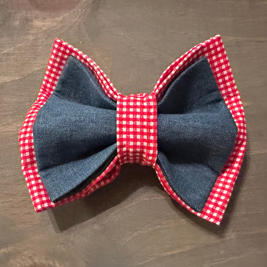 Gingham + Denim Bow Tie