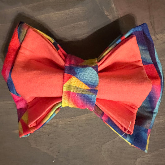 Vivid Circle Stripes & Coral Bow Tie