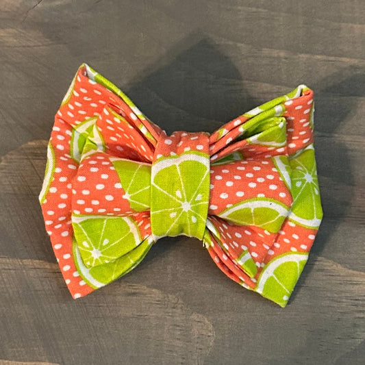 Coral Summertime Lime Bow Tie