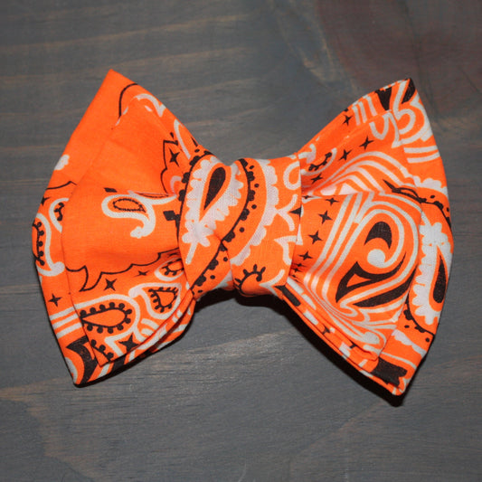 Neon Orange Paisley Bow Tie