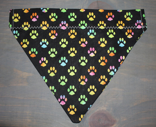 Bright Tie-Dye Paws Over the Collar Bandana