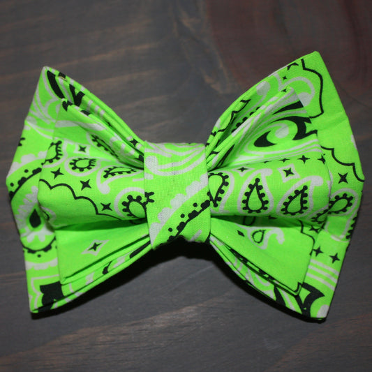 Neon Green Paisley Bow Tie