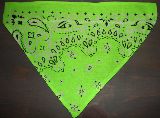 Neon Green Paisley Over the Collar Bandana