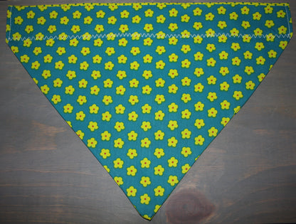 Lime Polka Dots & Teal Flowers Over the Collar Bandana