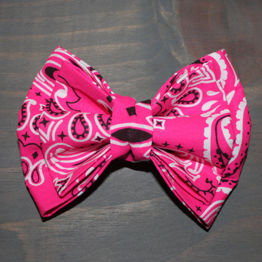 Neon Pink Paisley Bow Tie