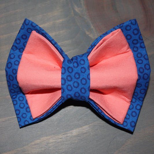 Circles on Blue with Coral Bow Tie