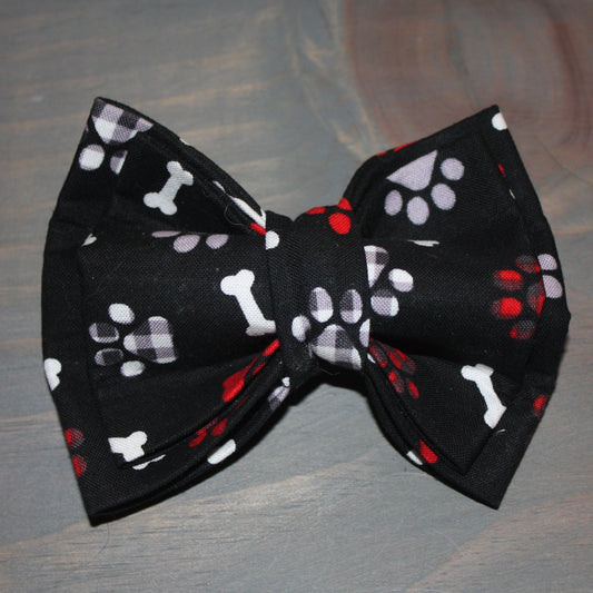 Bones and Gingham Paws Bow Tie