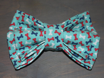 Aqua Bones Bow Tie