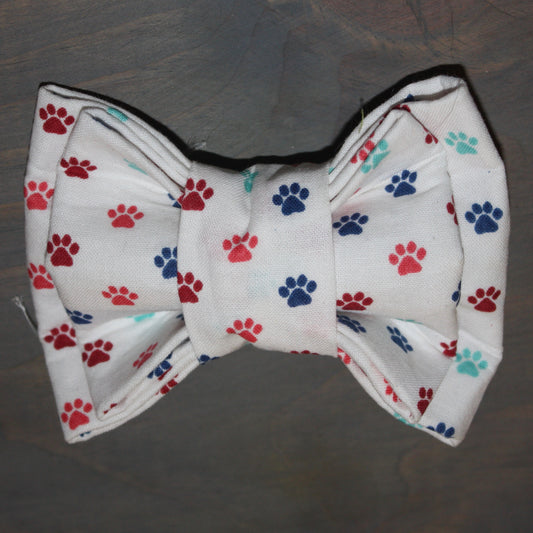 Paws on White Bow Tie